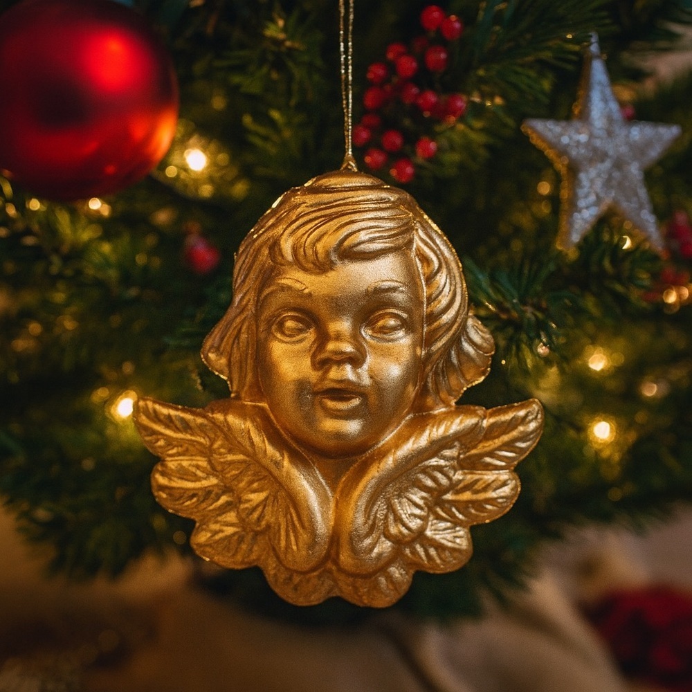 24 Pcs. Vintage Gold Cherub Angel Christmas Tree Deco Ornaments - Picture 2 of 7